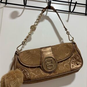 Vintage Bebe Gold Shoulder Bag with Chain Strap